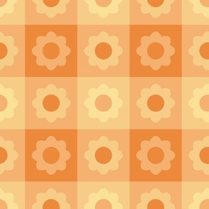 12" Orange Gingham Geometric Flower Pattern - Sunset Orange, Fawn, and UT Orange