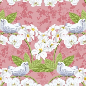 Doves, Orchids, and Plumeria -pink