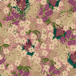 Spring Symphony - Australian Wild Flowers - 21' Purple  Mauve Floral