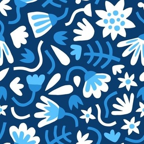 Graphic Garden Flowers Blue and White