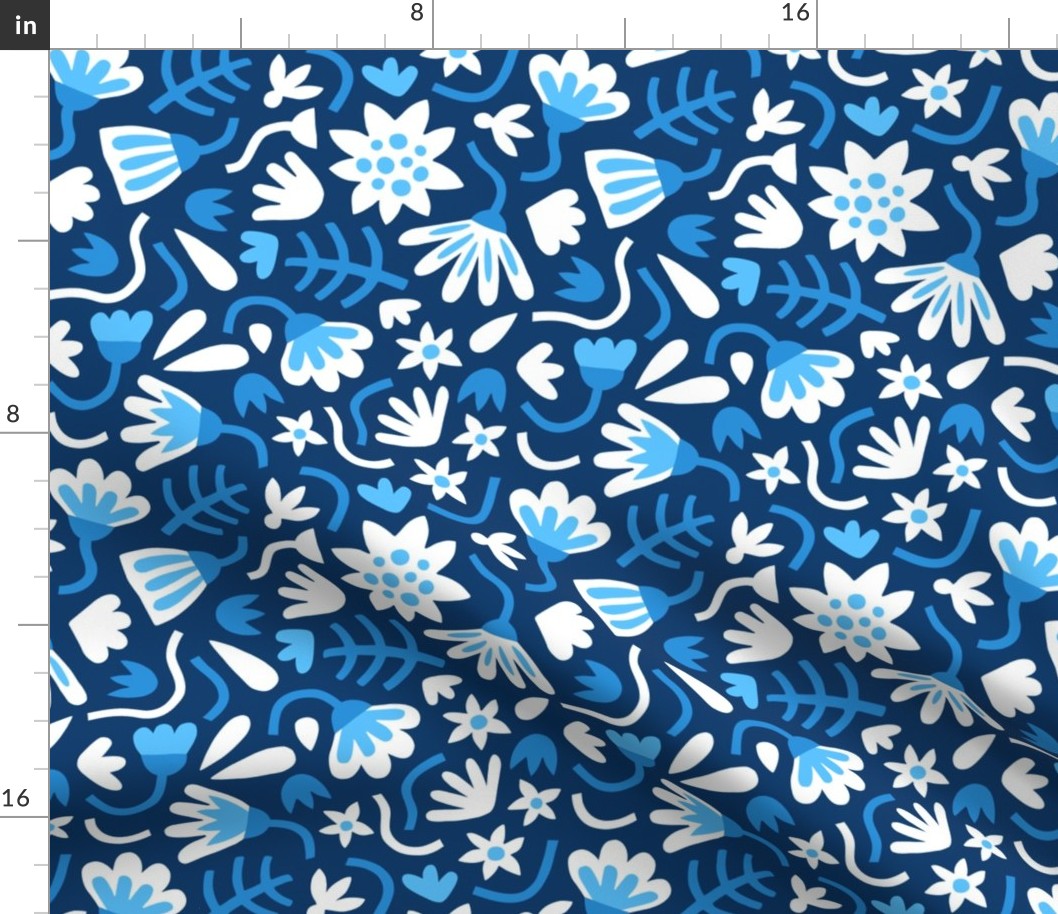 Graphic Garden Flowers Blue and White