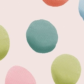 Pastel colored polka dots on pink background big size 18 x 18 inch