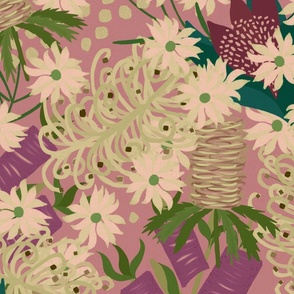 Spring Symphony - Australian Wild Flowers - Jumbo 48' Purple  Mauve Floral