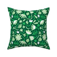 Graphic Garden Flowers Green Dark