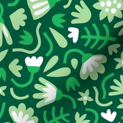 Graphic Garden Flowers Green Dark