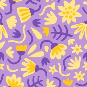 Graphic Garden Flowers Lavender and Yellow