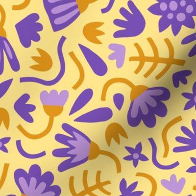 Graphic Garden Flowers Yellow and Purple