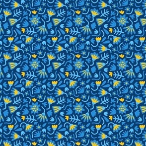 Graphic Garden Flowers Blue and Yellow (mini)