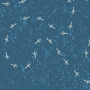 White Bird footprints on Navy Blue Background, The Hunt 24"