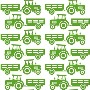 Large Scale Farm Tractors and Wagons Green on White