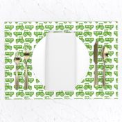 Medium Scale Farm Tractors and Wagons Green on White