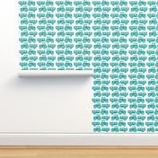 Large Scale Farm Tractors and Wagons Turquoise Blue on White