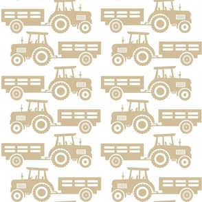 Large Scale Farm Tractors and Wagons Tan on White