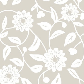 white flowers on a soft neutral beige background 01 - large scale