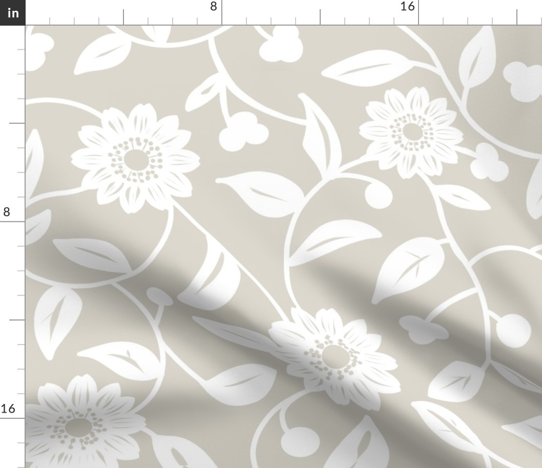 white flowers on a soft neutral beige background 01 - large scale