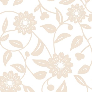soft neutral beige flowers on a white background 03 - large scale