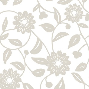 soft neutral beige flowers on a white background 01 - large scale