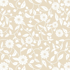 white flowers on a soft neutral beige background 02 - medium scale
