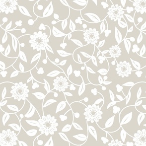 white flowers on a soft neutral beige background  01 - medium scale