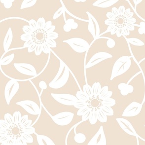 white flowers on a soft neutral beige background 03 - large scale