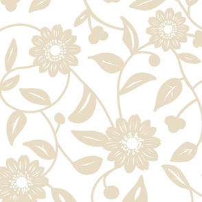 soft neutral beige flowers on a white background 02 - large scale