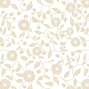 soft neutral beige flowers on a white background 02 - medium scale