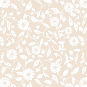 white flowers on a soft neutral beige background 03 - medium scale