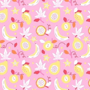 Tropical Fruits Party Pink and Yellow