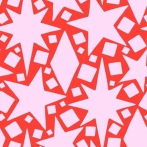 Bold Geometric Stars and Gems in Blush Pink and Red // 6x6