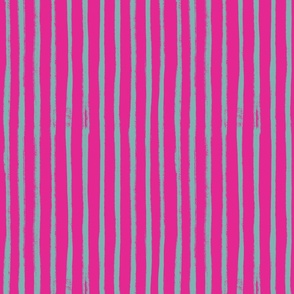  Medium scale - Striped  coordinate Tropical juicy pink watermelon in yellow, in turquoise aqua stripes, in magenta fuchisa