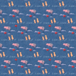 Pigs Flying a Piggy [muted blue] small