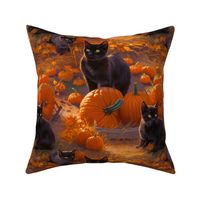 Black Cats in a Pumpkin Patch
