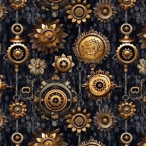 Steampunk Gears and Flowers