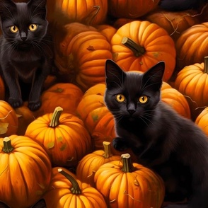 Black Kittens & Pumpkins