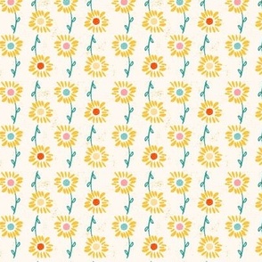Summer Stroll Through the Sunflowers: Sunny Yellow Stripe on Cream