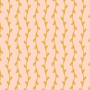 Sunflower Vines Stripes in Soft Peach and Dark Yellow