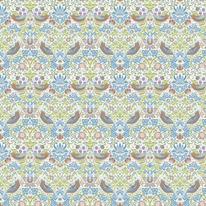 Strawberry Thief by William Morris - SMALL - soft spring color scheme-  Adapation Antiqued art nouveau deco,