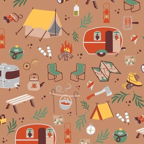 A Camping We Will Go Brown