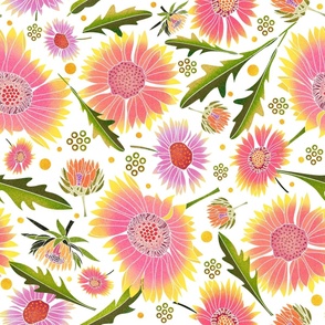 Extra Large Bold Flowers in Bright Pink & Orange, for bedding and home decor