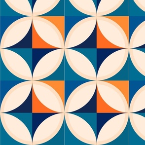 Vintage-Inspired Circle Star Geometric Pattern - 70s Retro Vibes (jumbo wallpaper size version)