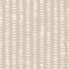 jumbo // Brushstrokes Vertical Stripes in Blush Pink on Sage Green // 24”