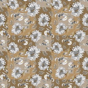  Non-directional wallpaper in boho shades Flowers and geometry