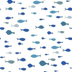 School of fish in shades of blue