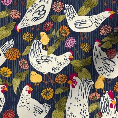 Chicken Coop Wallpaper // Dark Blue // Small