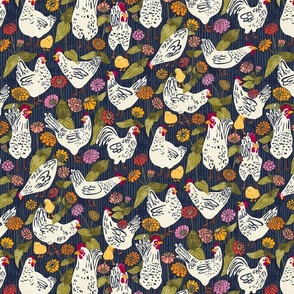 Chicken Coop Wallpaper // Dark Blue // Small