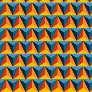 Vibrant Retro Optical Illusion: Geometric Blue and Orange Triangles (tiniest size version)