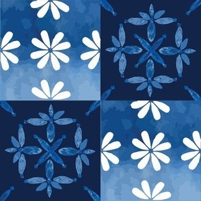 Delft Tile Double Blue Navy medium scale 8 x 8 