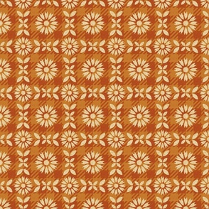 Shepherds Check Geometric Floral // Orange // Micro