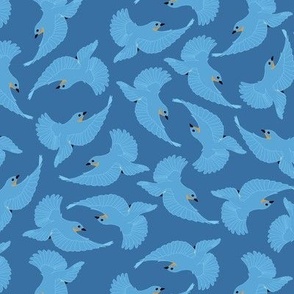 Bluebirds in Flight Scatter on Blue Background 12”
