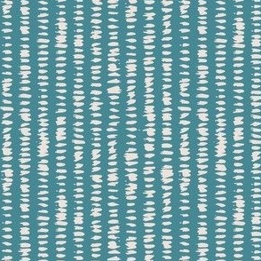 mini // Handpainted Brushstrokes Vertical Stripes in Ivory on Aqua Blue // 4”